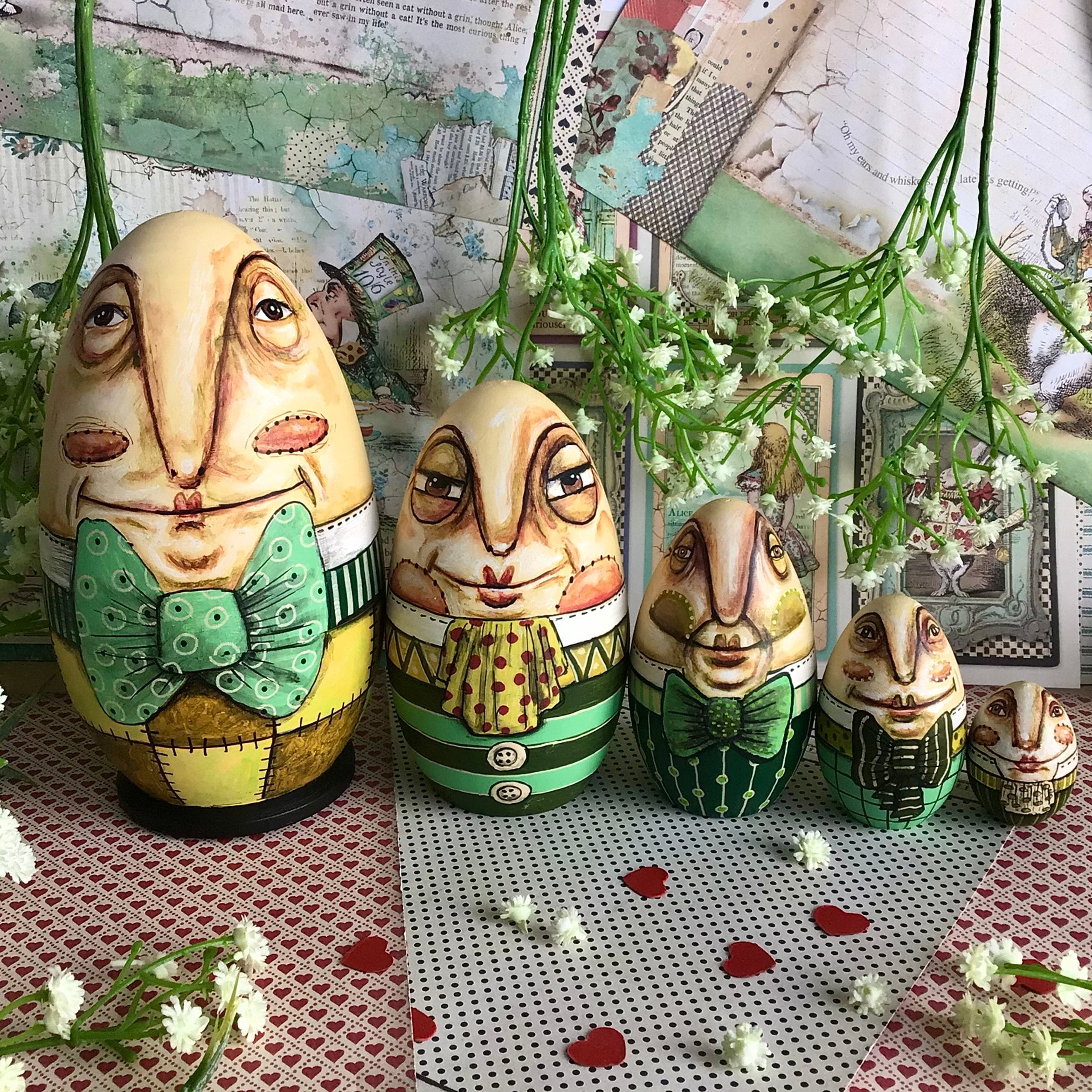 Large Humpty Dumpty Set of 5 Nesting Egg Dolls From Alice in Etsy