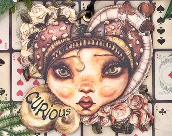 Alice in Wonderland dream fantasy hanging decoration. Wonderfully weird vintage style Christmas tree ornament decor.
