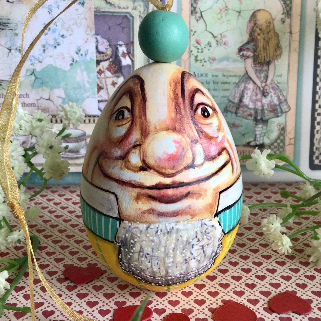 Humpty Dumpty Wooden Egg Hanging Decoration From Alice in