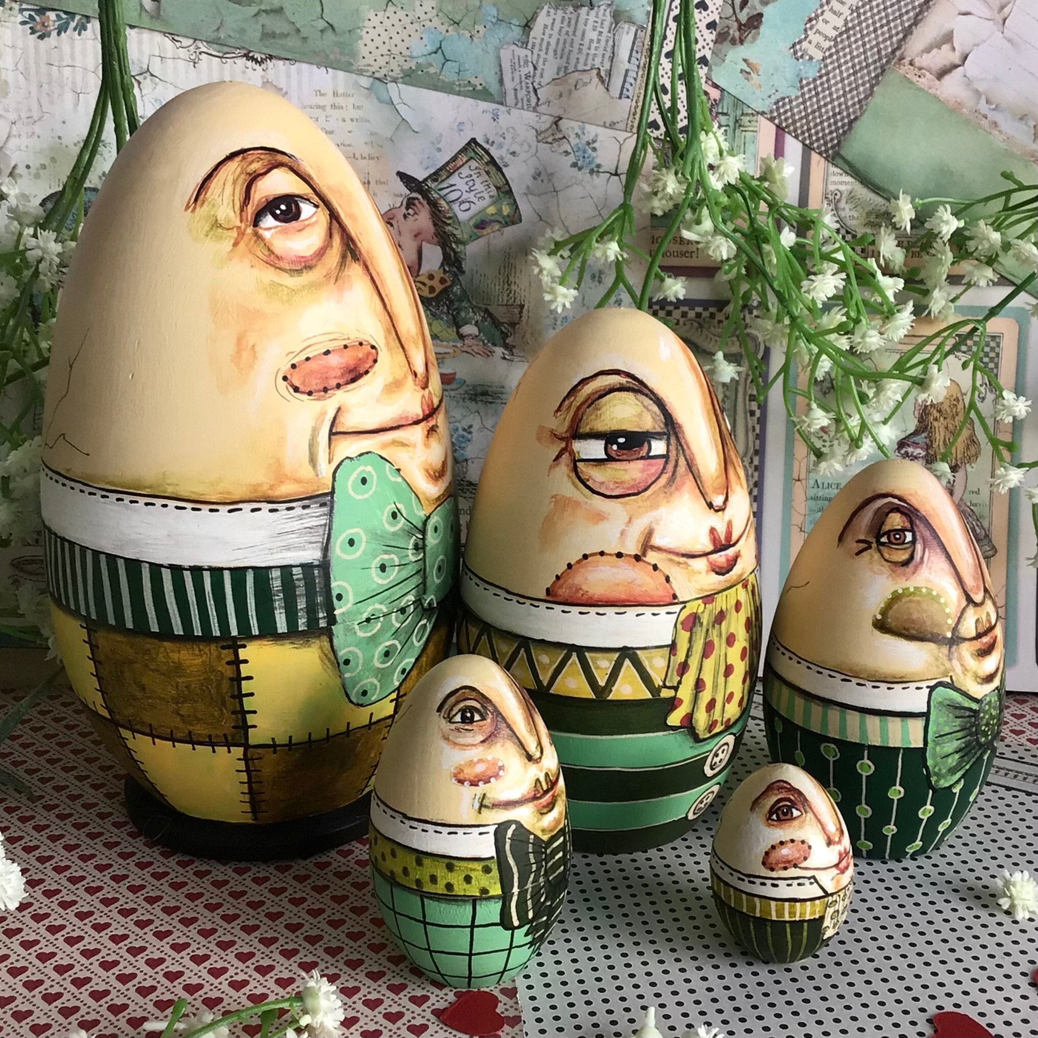 Large Humpty Dumpty Set of 5 Nesting Egg Dolls From Alice in Etsy