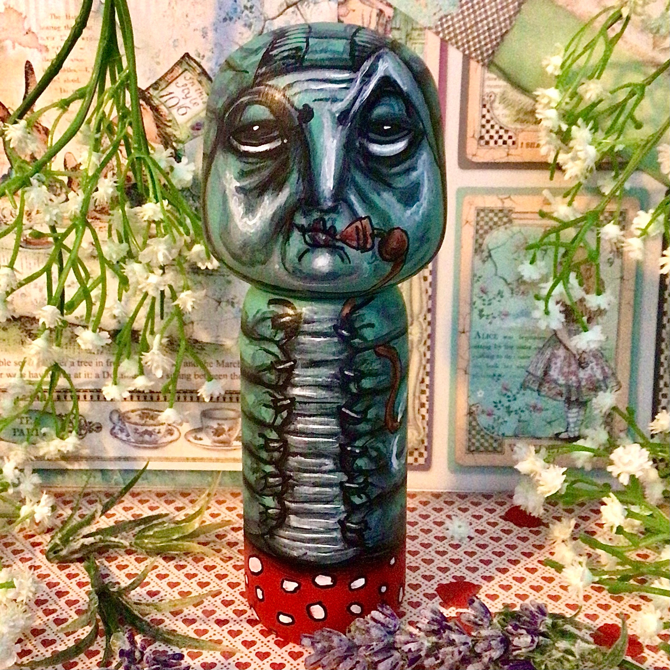 alice in wonderland caterpillar garden statue