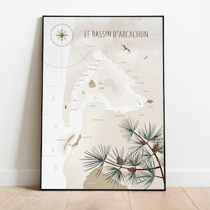 Affiche Carte du Bassin d'Arcachon