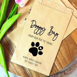 Wedding doggy treats bags - personalised dog treat bags for wedding favours