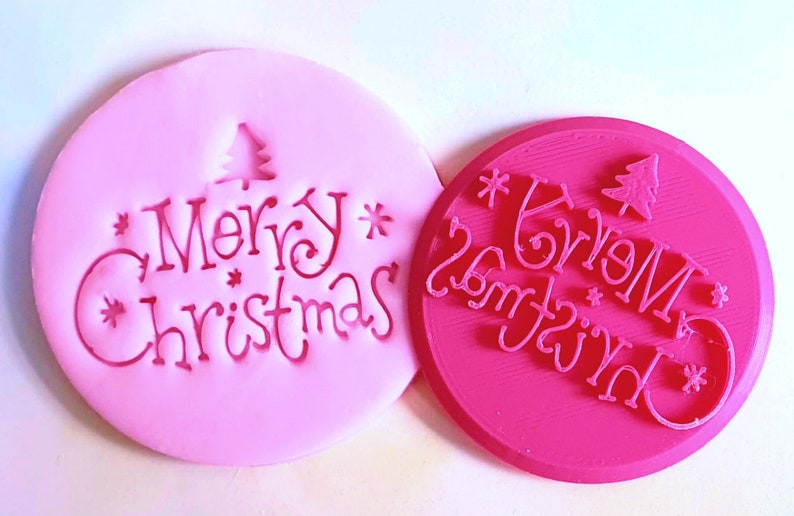 Merry christmas embossing stamp for cupcakes cookie stamping Etsy