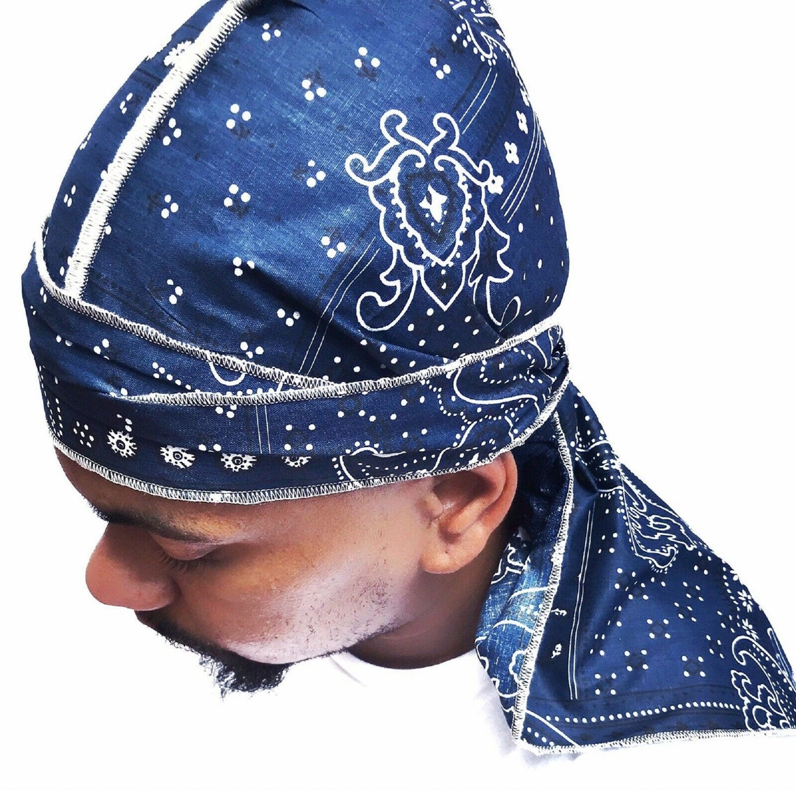 Blue Bandana Durag Unisex Tie Back Head Scarf Regreso a la Etsy