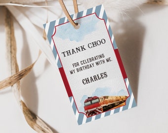 Train Birthday Gift Tag, Vintage Train Favor Tag, Train Loot Bag Label, Diesel Engine Train, Chugga Chugga Choo Choo, Instant Download