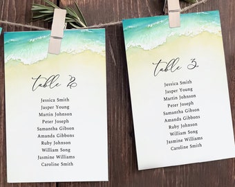 Ocean Seating Chart Template, Beach Wedding Seating Plan, Tropical Seating Sign, Destination Wedding, Editable Template, Sandy