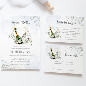 Poppin Bottles Baby Shower Invitation Set, Champagne And Milk Bottle, Man Shower, Dad Shower, Co-ed Baby Shower, Couples Shower, B18