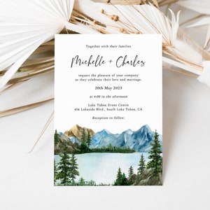 Mountain Wedding Invitation, Lake Wedding Invitation, Tahoe Wedding Invitation, Forest Wedding Invitation, Lake Tahoe Invitation, Callie image 2