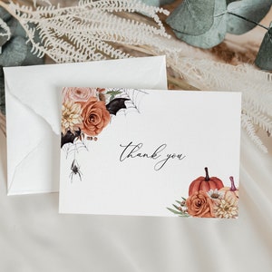 Thank You Card Fall, Boho Pumpkin Wedding, Terracotta Orange Wedding, Thanksgiving Card, Halloween Wedding Card, Autumn Card, HAL05
