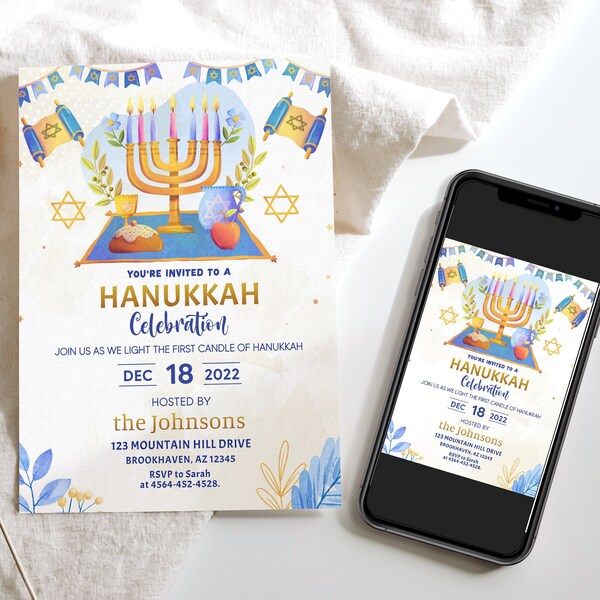 Hanukkah Party Invitation Template Etsy