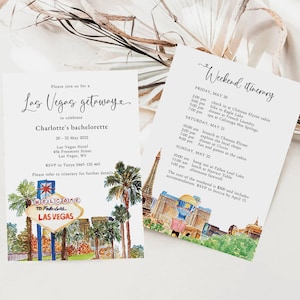 Invitación a despedida de soltera de Las Vegas, Invitación de boda en Las Vegas, Plantilla de itinerario de Las Vegas, Fin de semana de despedida de soltera, Vegas antes de los votos, Viaje de chicas