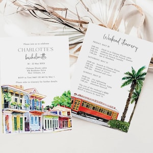 New Orleans Bachelorette Weekend Invitation, Louisiana Bachelorette Invitation, Nola, Mardi Gras ...