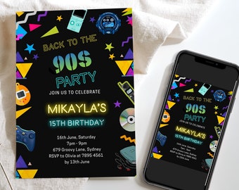 90s Party Invitation, 90s Birthday Invitation, 90's Themed Templates, Back To The 90s Party, 90s Invitation Digital, 90s Party Flyer, Retro