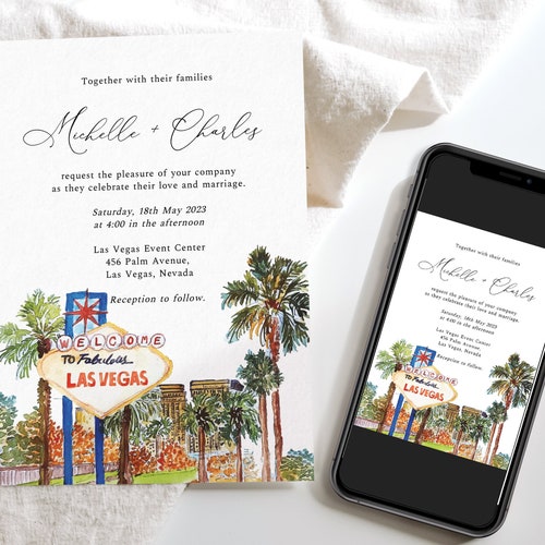 Vegas Elopement Announcement Destination Las Vegas Wedding Etsy