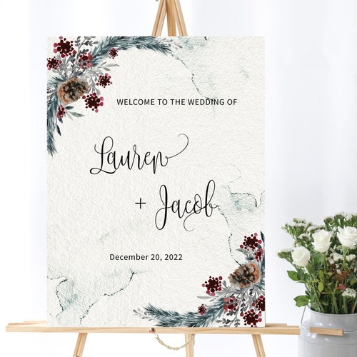 Party Supplies Party Décor HOLLY Wedding Welcome Sign Template ...