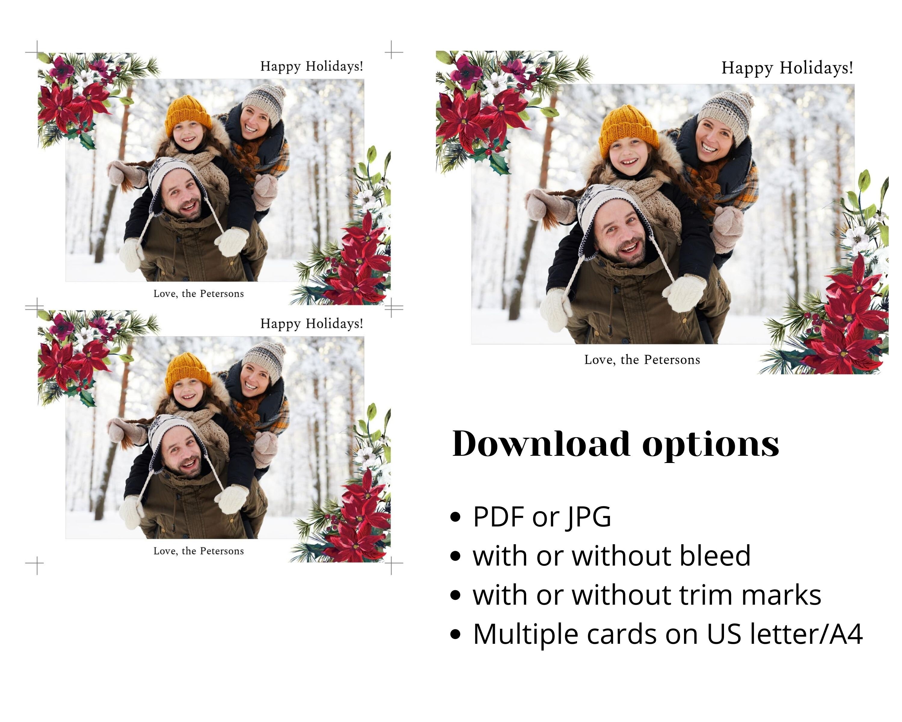 Christmas card with photo Christmas card with photo template | Etsy