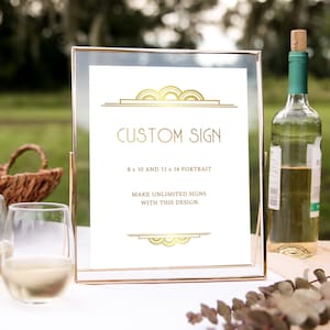 Art Deco Gatsby Custom Sign, Roaring 20s Welcome Sign, Gatsby Wedding Sign Printable, Editable Wedding Template, Great Gatsby Wedding