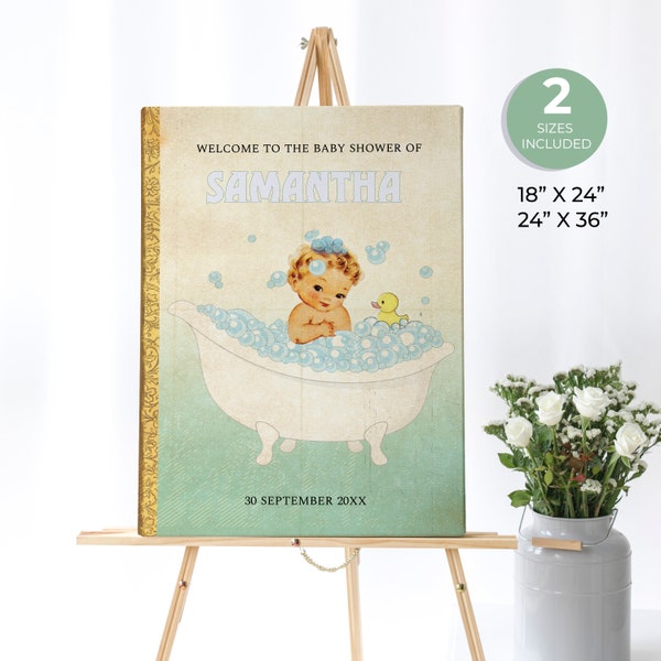 Retro Storybook Baby Shower Welcome Sign, Duck Baby Shower, Chapter Book Themed Baby Shower Sign, Gender Neutral, Vintage Baby Shower, ST2