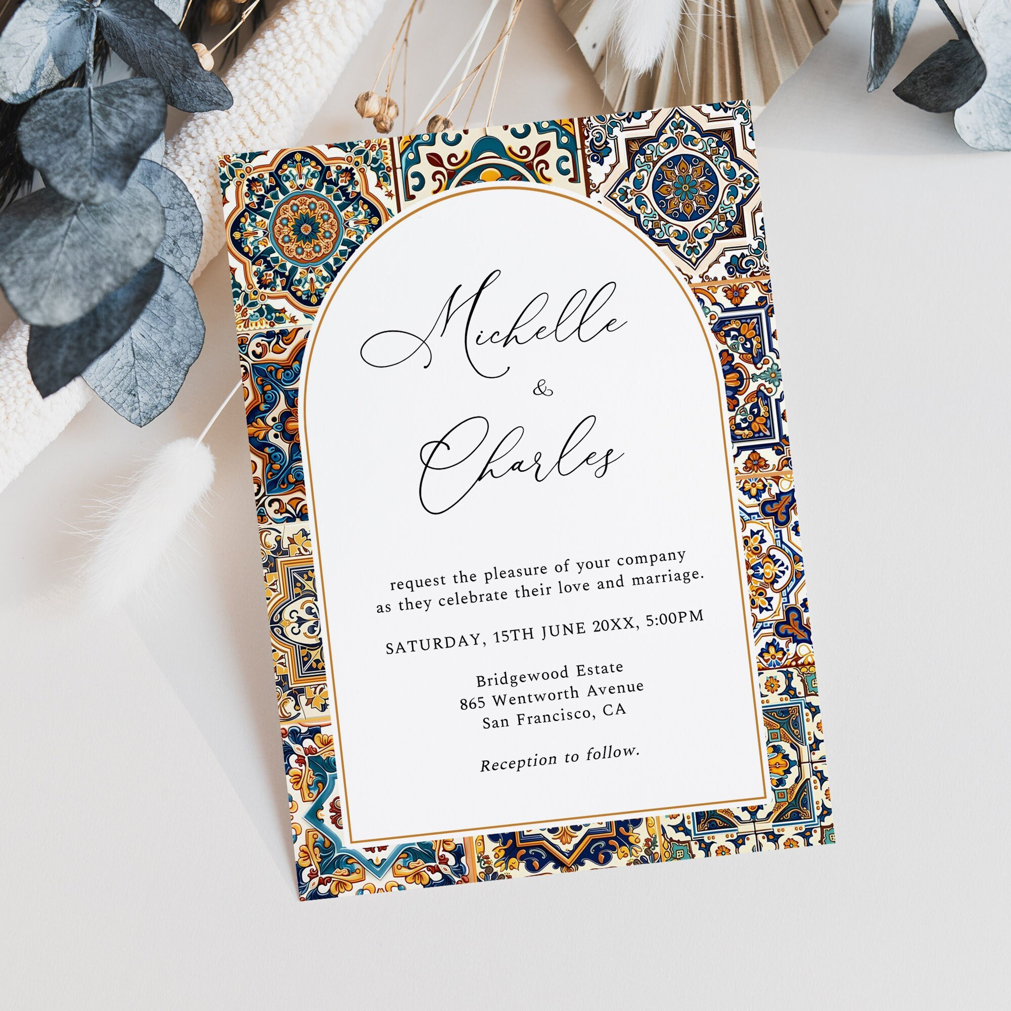 Spanish Wedding Invitation, Italian Wedding, Mediterranean