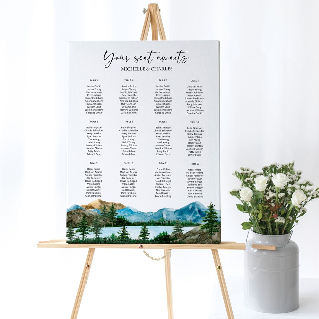 Mountain and Lake Seating Chart National Park Seating Sign Etsy