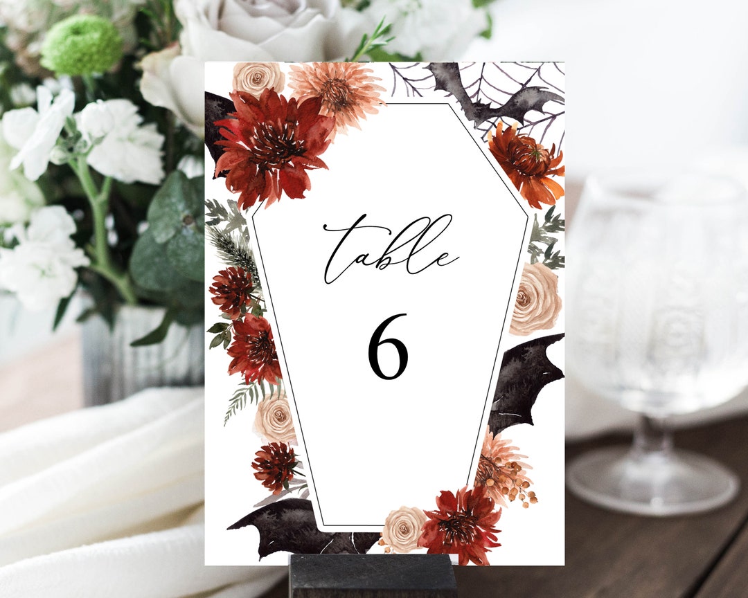 Terracotta Gothic Table Number Template, Fall Table Number Sign ...
