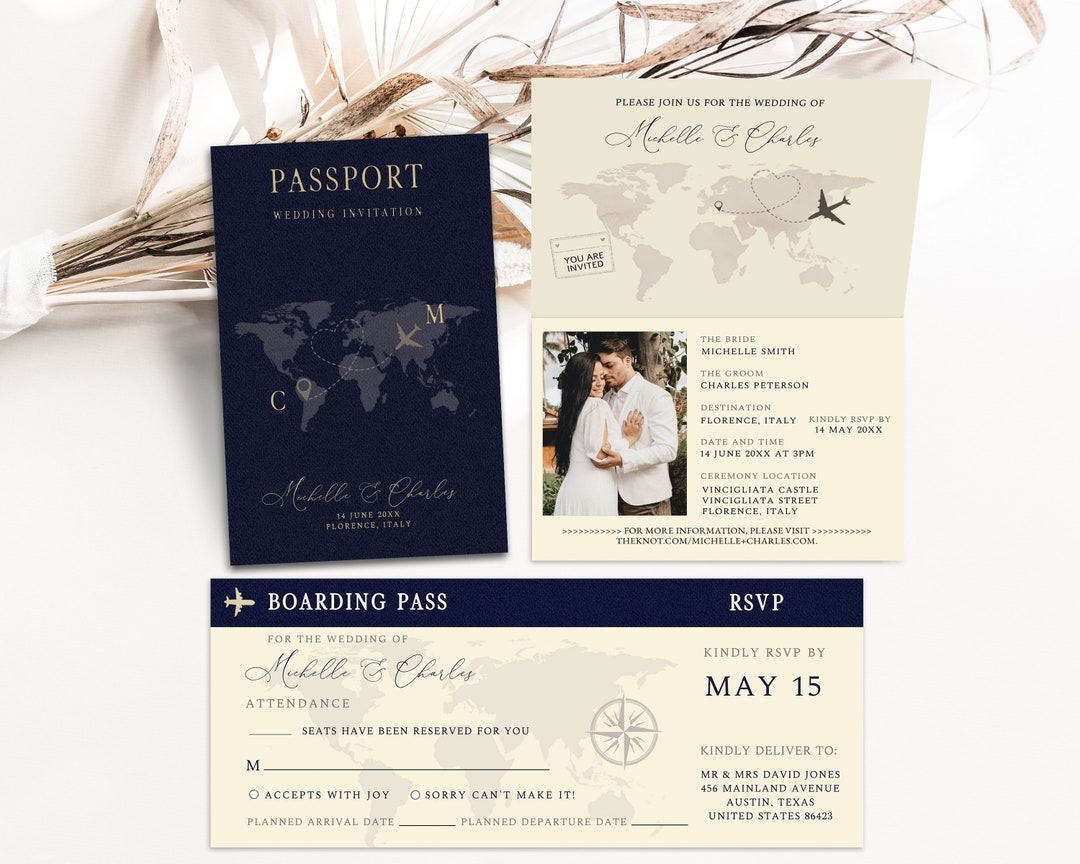 Passport Wedding Invitation, Destination Wedding, Passport Invitation