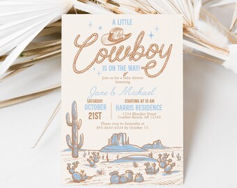 Western Baby Shower Invitation, Wild West Baby Shower, Cowboy Baby Shower, Country Baby Shower, Wild West Baby, Cowboy on the Way, B53