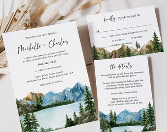 Mountain Wedding Invitation, Lake Wedding Invitation, Tahoe Wedding Invitation, Forest Wedding Invitation, Lake Tahoe Invitation, Callie