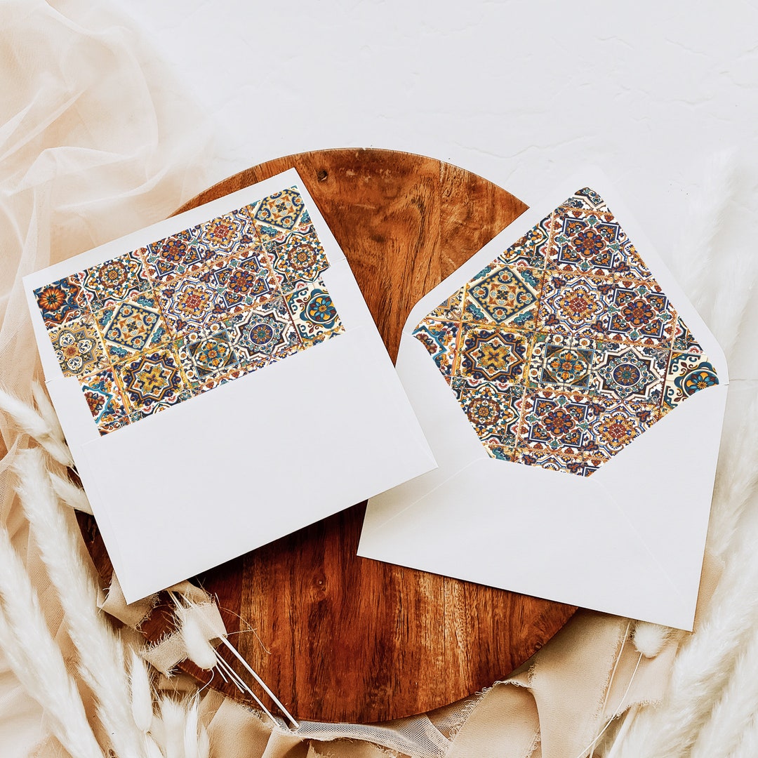 Spanish Tiles Printable A7 Envelope Liner, Spanish Wedding ...