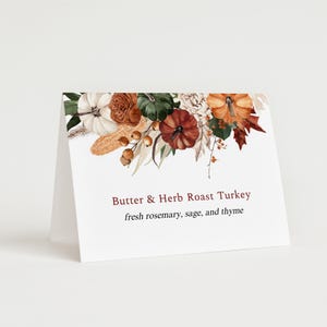Terracotta Thanksgiving Buffet Card Template, Fall Buffet Card, Orange Pumpkin Food Label, Autumn Food Tent Cards, Food Tags, F19