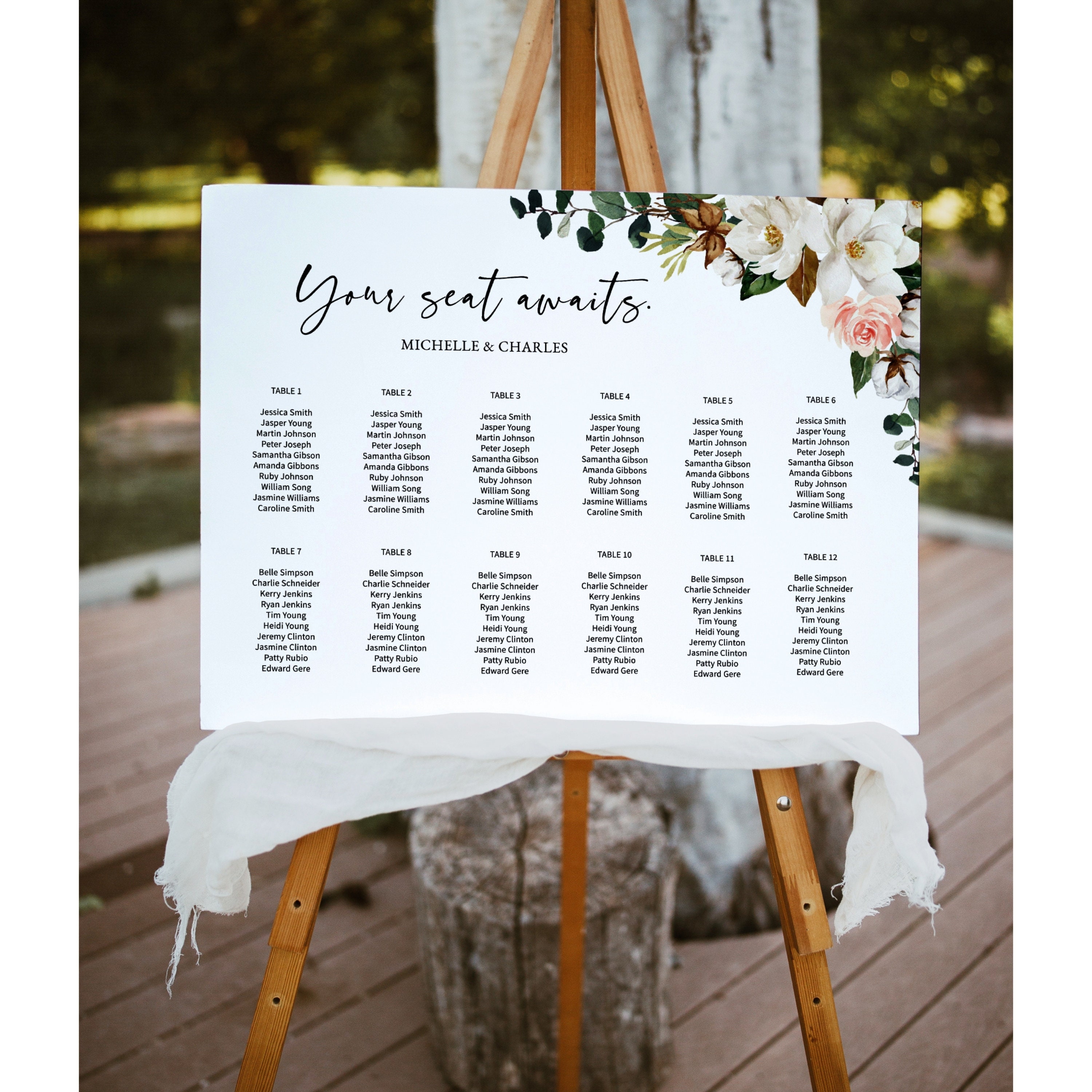 Magnolia Seating Chart Wedding Seating Sign Template Seating Etsy UK