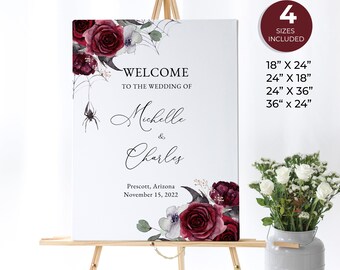 Halloween welcome sign, gothic welcome sign, bridal shower welcome sign, printable welcome poster, editable wedding sign, HAL01