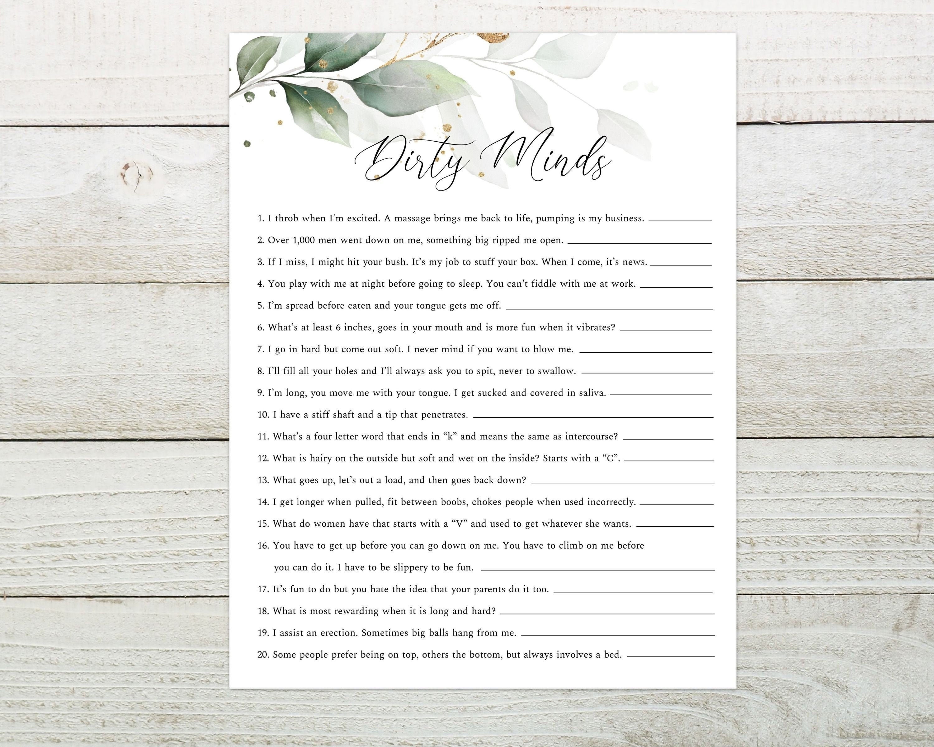 Naughty Bachelorette Game Bridal Shower Game Hens Party | Etsy España
