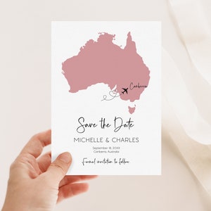 Australia Save the Date Template with Postcard, Travel Invitation, Editable Wedding Invite, Printable Card, Australian Map image 4