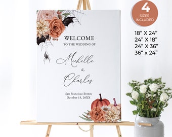 Halloween welcome sign, gothic welcome sign, bridal shower welcome sign, terracotta welcome poster, editable wedding sign, HAL05