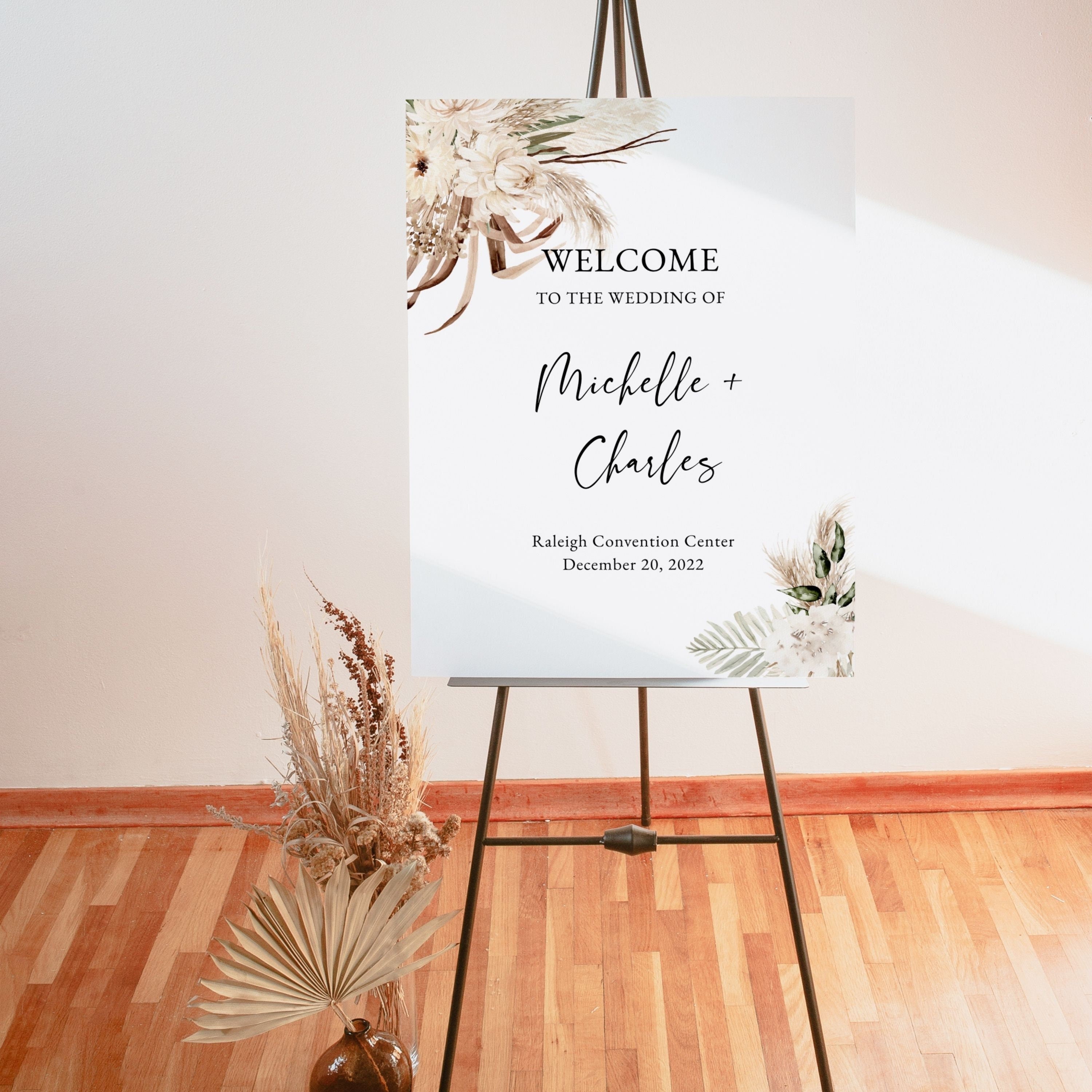Boho Wedding Welcome Sign Template Bohemian Floral Wedding - Etsy