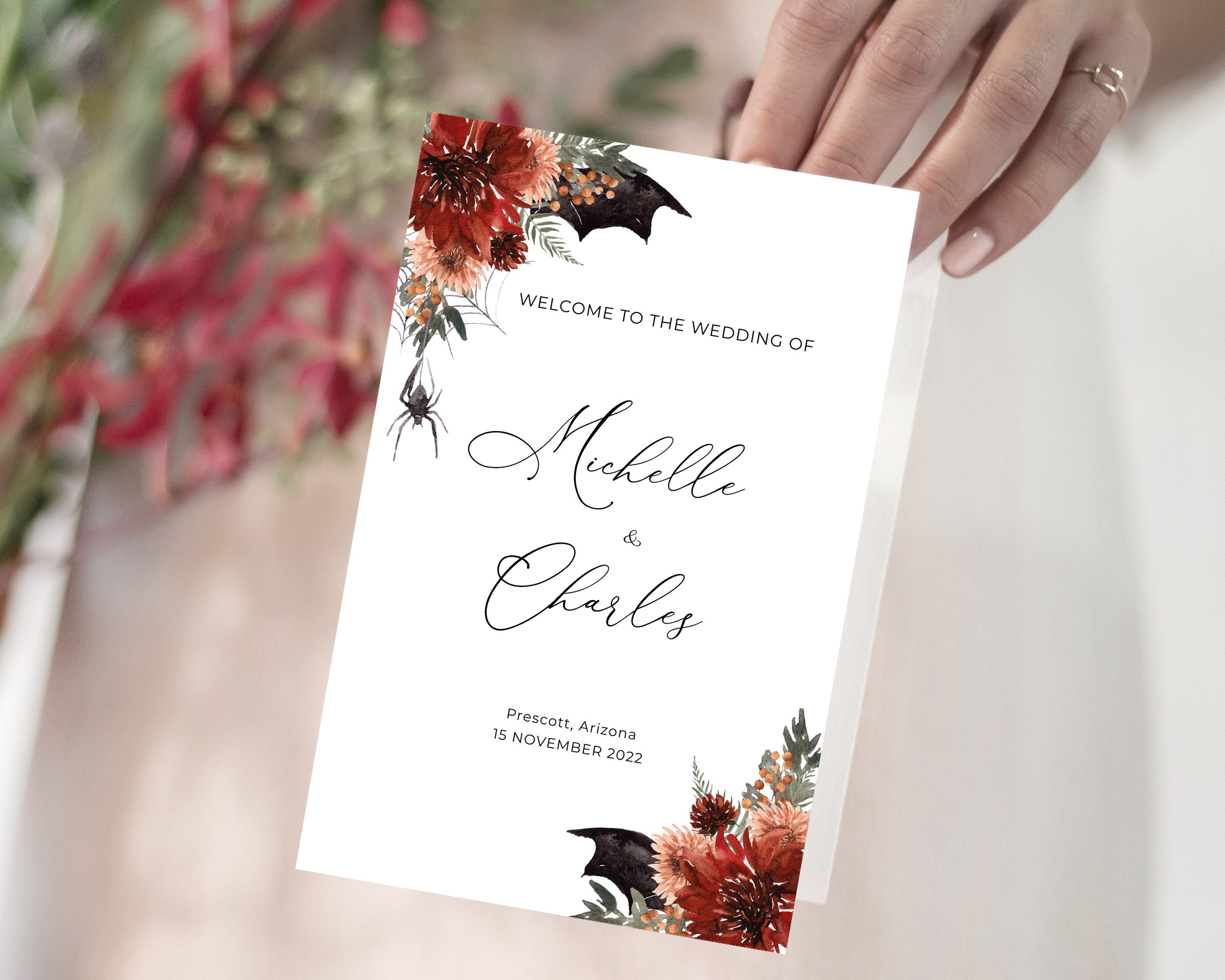 Terracotta Gothic Wedding Program, Halloween Wedding Program, Ceremony ...