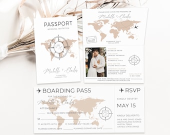 Passport Wedding Invitation, Destination Wedding, Passport Invitation, Passport Wedding Suite, Boarding Pass, Travel Wedding, Save the Date