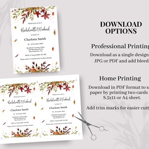 Fall Bachelorette Party, Fall Itinerary, Autumn Weekend Invitation, Editable Template, Instant Download, Digital Party Invite, Burnt Orange image 7