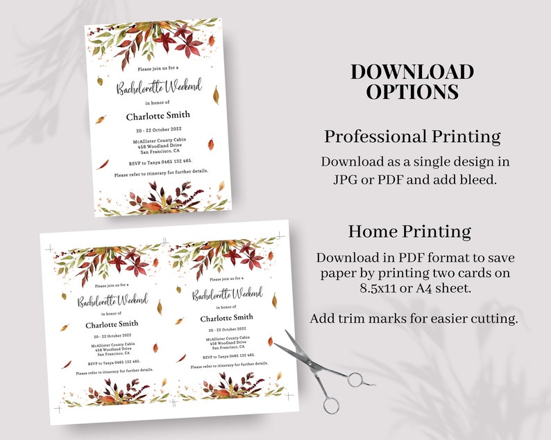 Fall Bachelorette Party, Fall Itinerary, Autumn Weekend Invitation, Editable Template, Instant Download, Digital Party Invite, Burnt Orange image 7