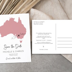 Australia Save the Date Template with Postcard, Travel Invitation, Editable Wedding Invite, Printable Card, Australian Map image 5