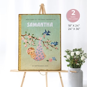 Retro Storybook Girl Baby Shower Welcome Sign, Chapter Book Themed Baby Shower Sign, Vintage Baby Shower, Instant Download, ST1G