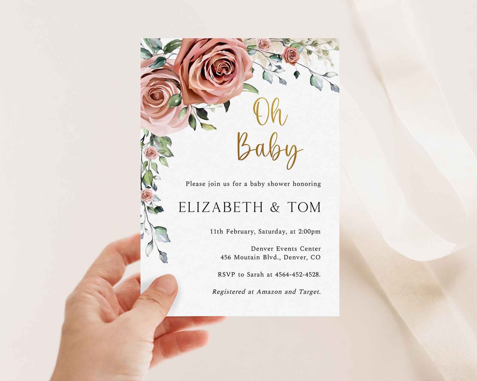 Baby Shower Honor Template Rose Flower Baby Shower Custom Etsy