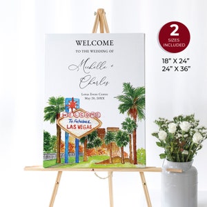 Signo de bienvenida de Las Vegas, signo de boda de destino, signo personalizado de viaje imprimible, boda de Las Vegas, signo de boda del casino