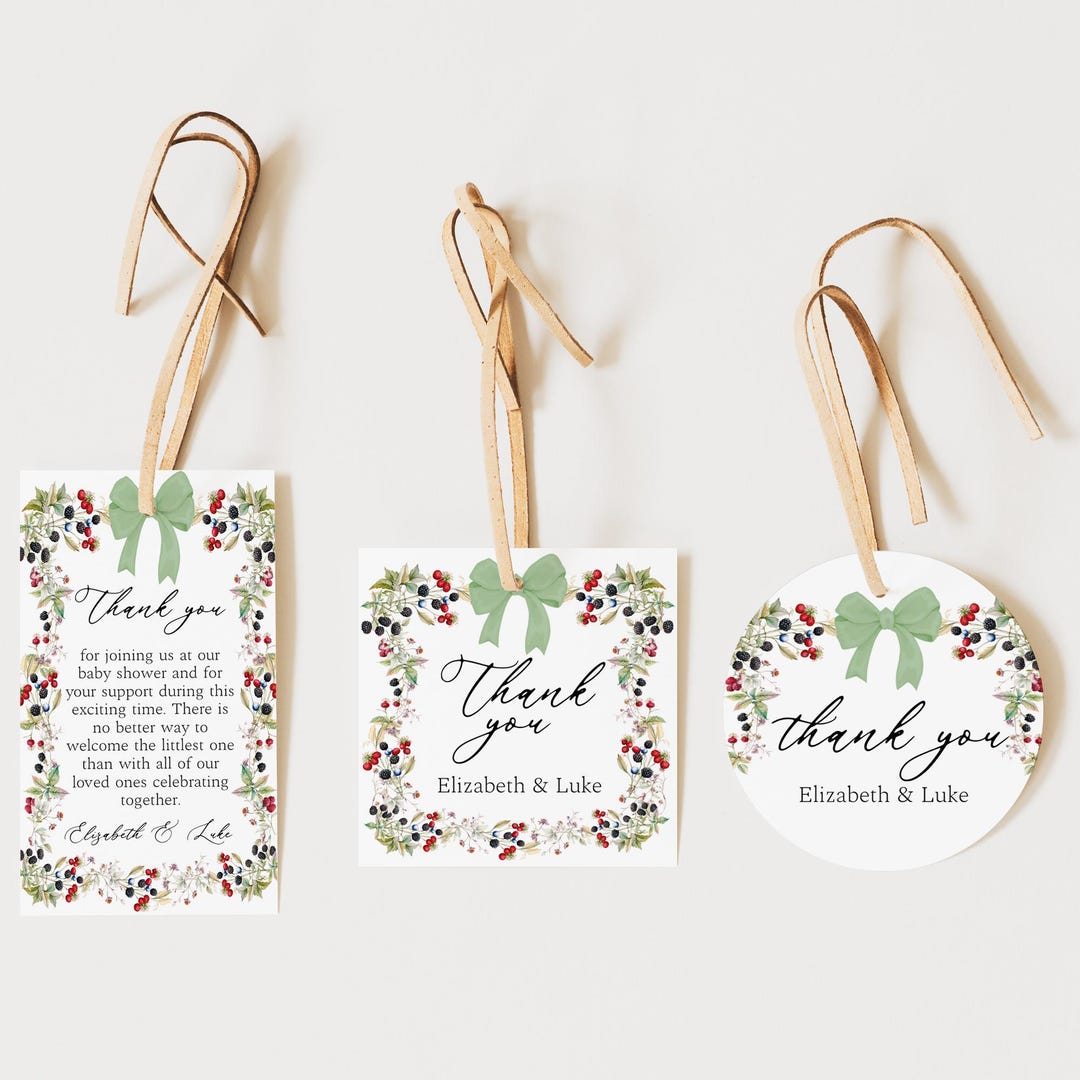 Raspberry Name Tag Berry Sweet Baby Shower Gift Tag Template, Strawberry Raspberry ...