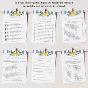 Citrus lemon bridal shower games, printable Mediterranean bridal shower games, destination bridal shower, Positano Amalfi Coast, ME38