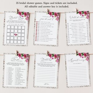 Mediterranean bridal shower games, bougainvillea bridal shower games, arch brown tiles lemon, printable game cards, bridal shower signs, ME1