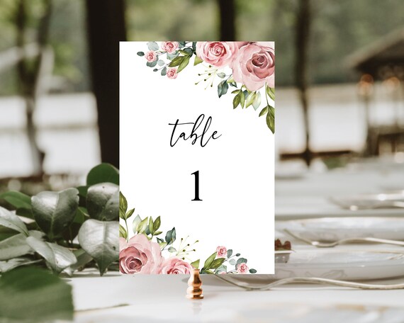 Printable Table Number Boho Rose Table Number Dusty Rose - Etsy