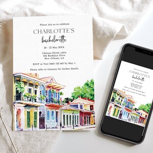 New Orleans Bachelorette Weekend Invitation, Louisiana Bachelorette Invitation, Nola, Mardi Gras ...